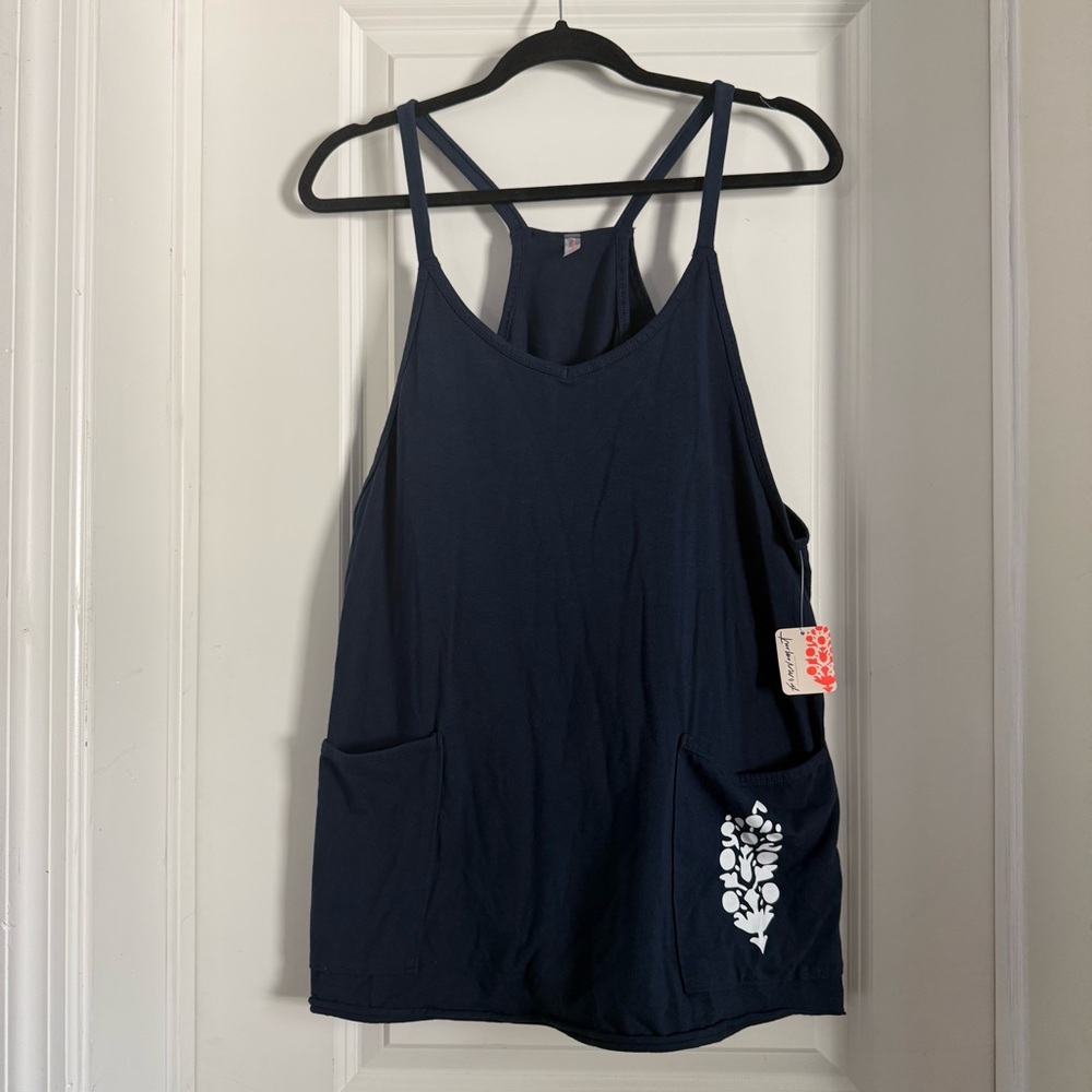 NWT Free People Hot Shots Dress with Logo-  Navy (Small)
